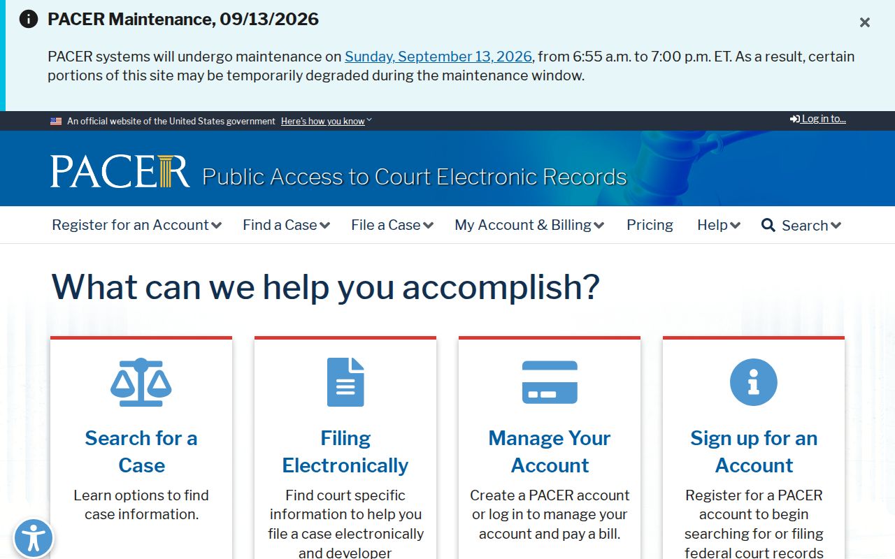 Alpena County federal arrest warrant docket search through PACER